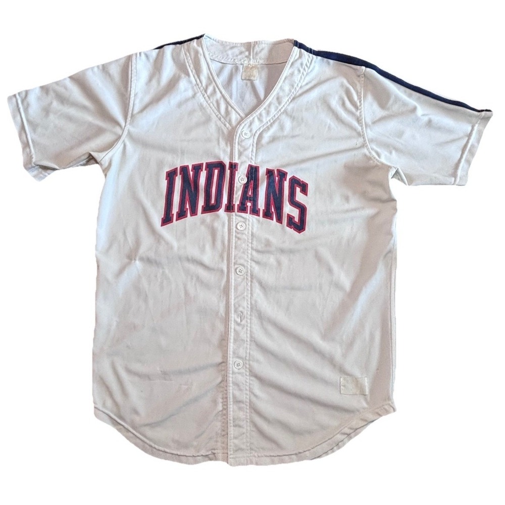 Vintage Rawlings Cleveland Indians Jersey White Button‎ Up Men's 22x29 MLB